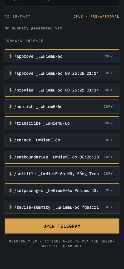 Gate 2: the publish confirmation on a phone